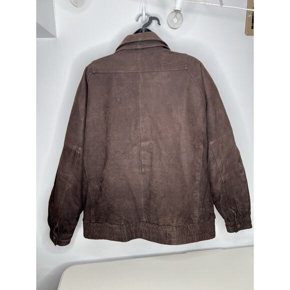 Vintage Weekends Brown Leather Bomber Aviator Jacket Coat Mens Large - Picture 7 of 13